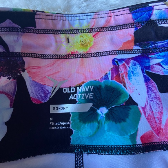 Old Navy compression floral striped leggings comfy workout pant athletic wear - Picture 9 of 9